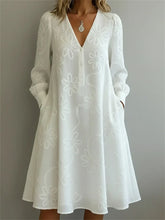 Vintage Floral V-neck Long Sleeve Dress