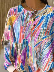 Abstract Graffiti Print Henley Long Sleeve Top