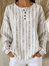 Casual Geometric Henley Collar Sweatshirt