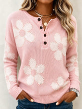 Casual Floral Henley Collar Long Sleeve T-shirt