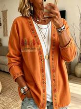 Women Spring/Fall Outerwear Casual Printing Maple Leaf Long Sleeve Jacket