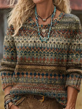 Women Ethnic Long Sleeve Comfy Casual Printing Sweater