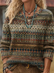 Women Ethnic Long Sleeve Comfy Casual Printing Sweater