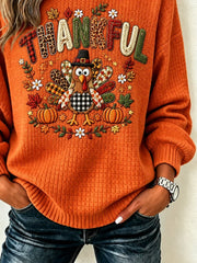 Casual Turkey Crew Neck Long Sleeve Sweatshirt