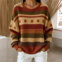 Women's Vintage Maple Leaf Print Casual Sweatshirt