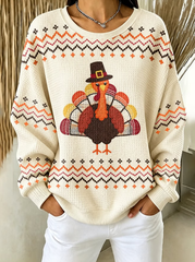 Women Casual Printed Waffle Long Sleeve Sweatshirt
