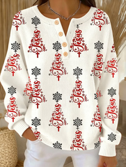 Women Casual Christmas Button Knit Sweater