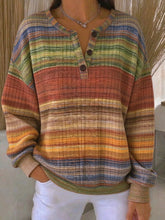 Vintage Abstract Henley Collar Long Sleeve Sweatshirt