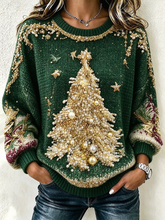 Casual Christmas Crew Neck Long Sleeve Sweatshirt