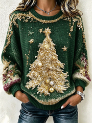 Casual Christmas Crew Neck Long Sleeve Sweatshirt
