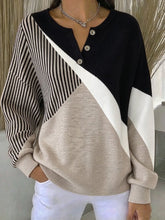 Casual Geometric Henley Collar Long Sleeve Sweatshirt