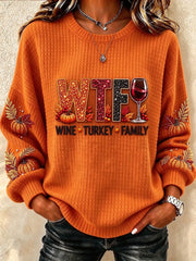Casual Maple Leaf Crew Neck Long Sleeve Sweatshirt