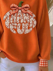 Casual Plaid Crew Neck Long Sleeve Sweatshirt