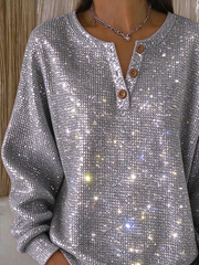 Vintage Abstract Henley Collar Long Sleeve Sweatshirt