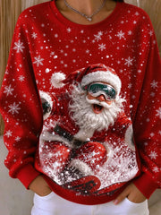 Casual Santa Claus Crew Neck Long Sleeve Sweatshirt