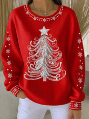 Christmas Printing Crew Neck Casual Sweatshirt