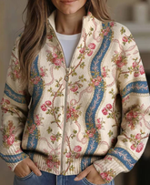 Women Casual Vintage Climbing Rose Ribbon Cardigan