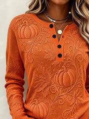 Casual Maple Leaf Crew Neck Long Sleeve Sweatshirt