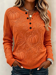 Casual Maple Leaf Crew Neck Long Sleeve Sweatshirt