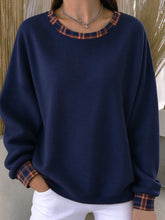 Casual Plaid Crew Neck Long Sleeve Sweatshirt
