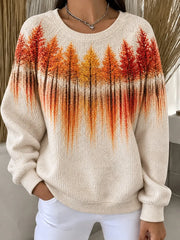 Casual Tree Crew Neck Long Sleeve Sweatshirt