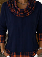 Women Plaid Casual Long Sleeve Comfy Vintage Sweater