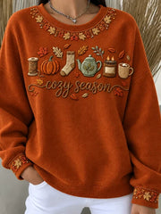 Casual Maple Leaf Crew Neck Long Sleeve Sweatshirt
