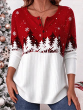 Casual Snowflake Henley Collar Long Sleeve T-shirt