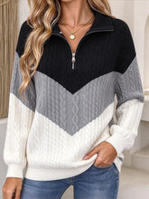 Casual Geometric Shawl Collar Long Sleeve Sweatshirt