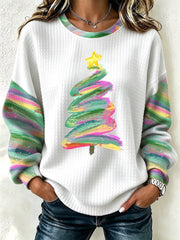 Casual Christmas Crew Neck Long Sleeve Sweatshirt
