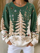 Vintage Christmas Tree Crew Neck Long Sleeve Sweatshirt