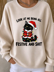 Casual Text Letters Crew Neck Long Sleeve Sweatshirt