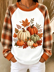Women Autumn Pumpkin Print Casual Sweatshirt