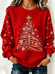 Crew Neck Christmas Tree Casual Sweatshirt