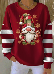 Women Casual Vintage Christmas Gnome Sweatshirt