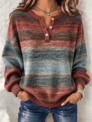 Casual Abstract Henley Collar Long Sleeve Sweatshirt