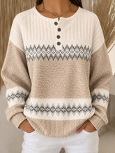 Casual Classic Simple Henley Collar Geometric Sweatshirt