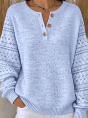 Casual Geometric Henley Collar Long Sleeve Sweatshirt