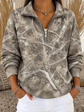 Casual Abstract Outdoor Half Open Collar Long Sleeve Sweatshirt
