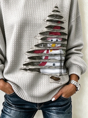 Vintage Christmas Snowman Crew Neck Long Sleeve Sweatshirt