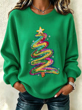Sparkly Casual Christmas Tree Crew Neck Long Sleeve Sweatshirt