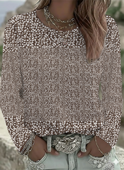 Casual Vintage Floral Crew Neck Long Sleeve T-shirt