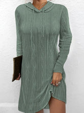 Solid Hoodie Long Sleeve Casual Midi Dress