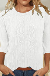 Fashion Casual Solid Color Crew Neck Three Quarter Sleeve T-Shirt