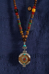 Vintage Handmade Buddha Beads Long Necklace