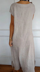 Pure white round neck short sleeve pocket skirt