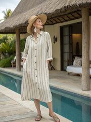 Resort V-neck Long Sleeve Midi Dress
