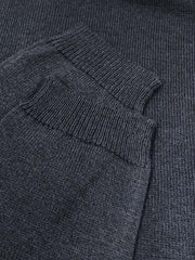 Gray Crew Neck Long Sleeve Comfy Button Down Knit Sweater