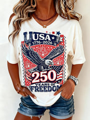 Women's Independence Day Graphic Print Crew Neck Casual Short Sleeve T-Shirt