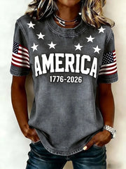 Women's Independence Day America Print Casual T-Shirts